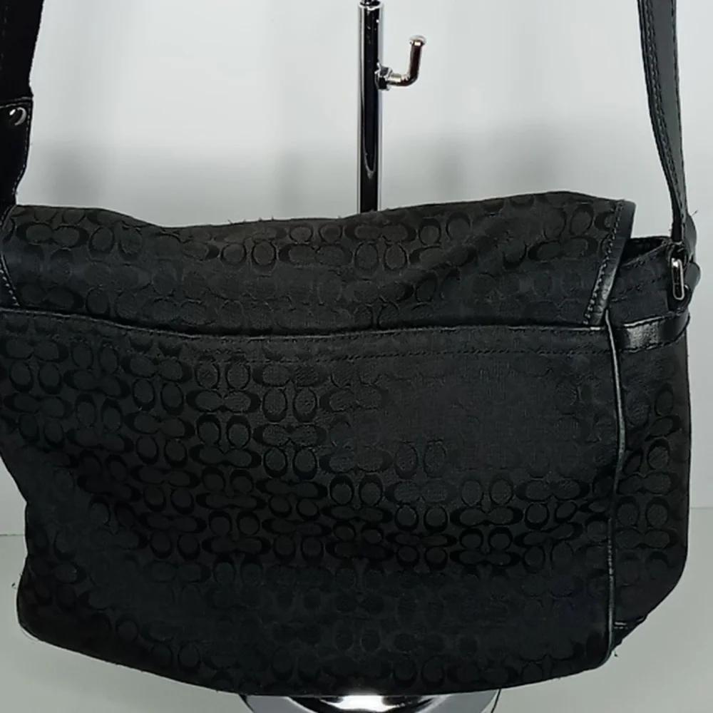 Coach F70283 Jacquard & Leather Signature Messenger Bag - Crossbody - Dark Brown